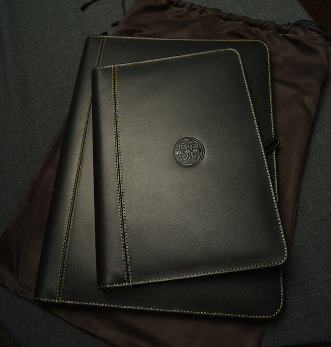 Zippered Padfolio - Black Leather