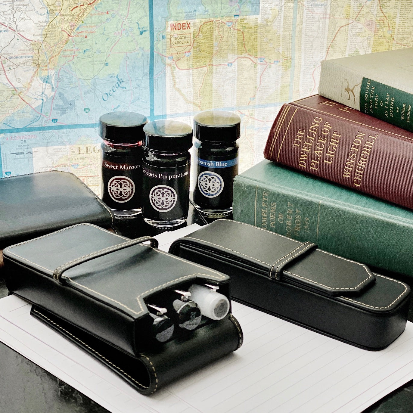 Leather Fountain Pen Case for 3 Pens